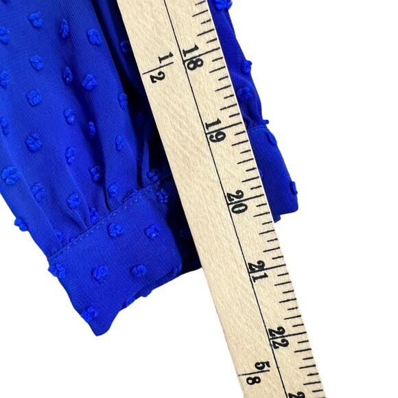 J Crew Blouse Womens S Cobalt Blue Sheer Swiss Dot Keyhole Popover Top Preppy - Picture 11 of 14